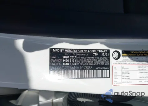 2022 Mercedes-Benz S 580 4Matic z USA, uszkodzony, nr VIN W1K6G7GB6NA107888